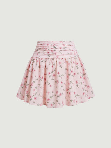 MOD Ditsy Floral Print Ruched Skirt