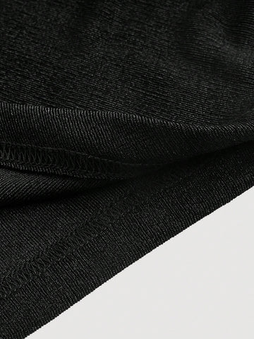 Draped Collar Trumpet Sleeve Crop Tee