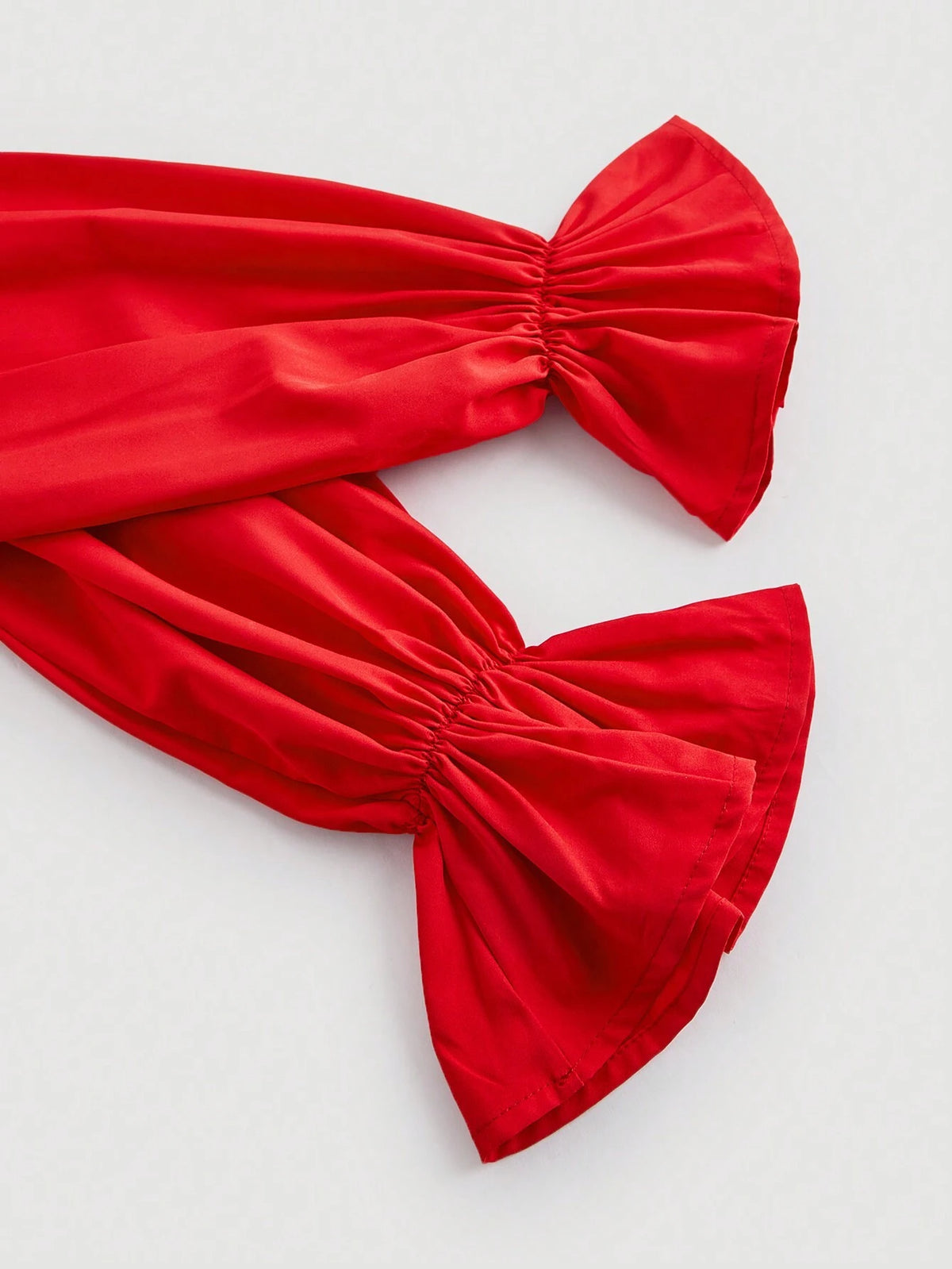 MOD Elegant Solid Color Tie Collar Bell Sleeve Blouse For Autumn