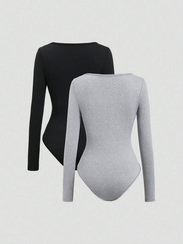 European & American Style Sexy Tight-Fitting Long Sleeve Women's Bodysuit