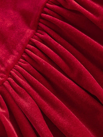 Fall Women's Big Bow Red Off-Shoulder Cloud Pattern Jumpsuit, Disco,Pirate, Velvet,Palace Party, Cute Sweetheart,Halloween ,Christmas Cloud Jumpsuit,