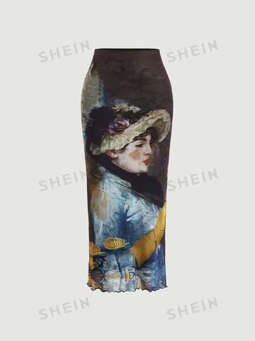 MOD Figure Graphic Lettuce Trim Mesh Skirt