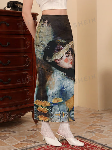 MOD Figure Graphic Lettuce Trim Mesh Skirt