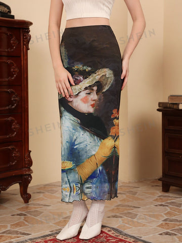 MOD Figure Graphic Lettuce Trim Mesh Skirt