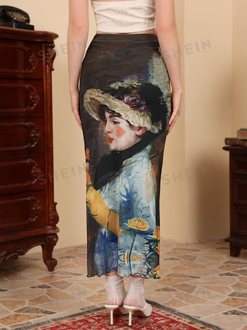 MOD Figure Graphic Lettuce Trim Mesh Skirt