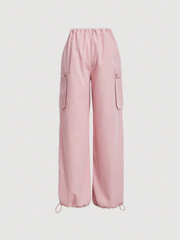 MOD Flap Pocket Side Drawstring Waist Parachute Pants