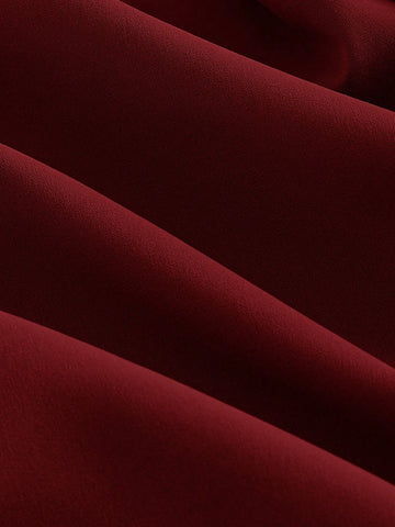 MOD Flare Sleeve Ruffle Hem Puff Sleeve Burgundy Waisted Blouse