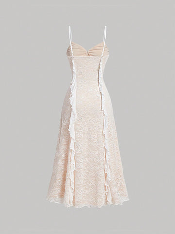Floral Lace Texture Bodycon White Midi Dress With Romantic Ruffle Trim,Imitation See-Through Summer Dress,White Dress Party, Bodycon Dress,Bridgerton Dress, Wedding Dress,Graduation Dress,Beach Dress,Western Fall/Winter Dress