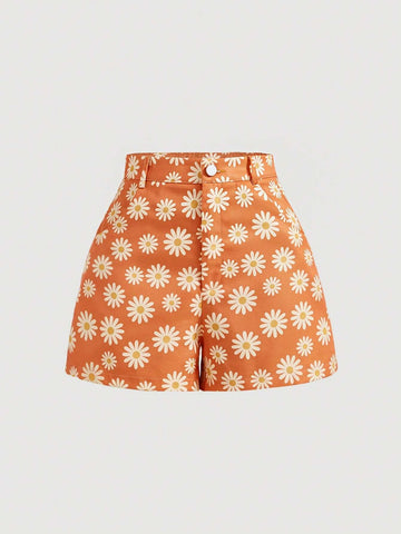 MOD Floral Print Slant Pocket Shorts