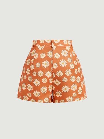 MOD Floral Print Slant Pocket Shorts