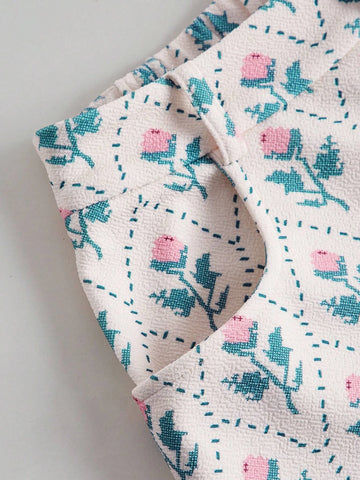 MOD Floral Print Slant Pocket Shorts