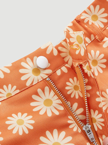 MOD Floral Print Slant Pocket Shorts