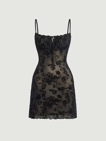 MOD Floral Print Tie Front Cami Dress