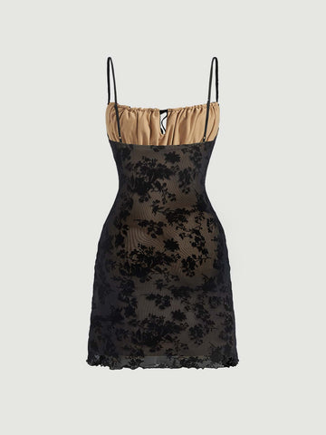 MOD Floral Print Tie Front Cami Dress