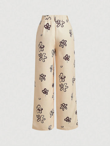 MOD Floral Print Wide Leg Pants