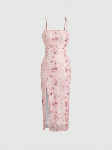 MOD Floral Printed High Slit Cami Dress