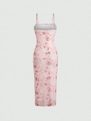 MOD Floral Printed High Slit Cami Dress
