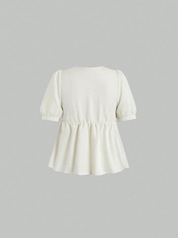 MOD French Academy Style Women's Summer Puff Sleeve Blouse In Sweet And Unpopular Design