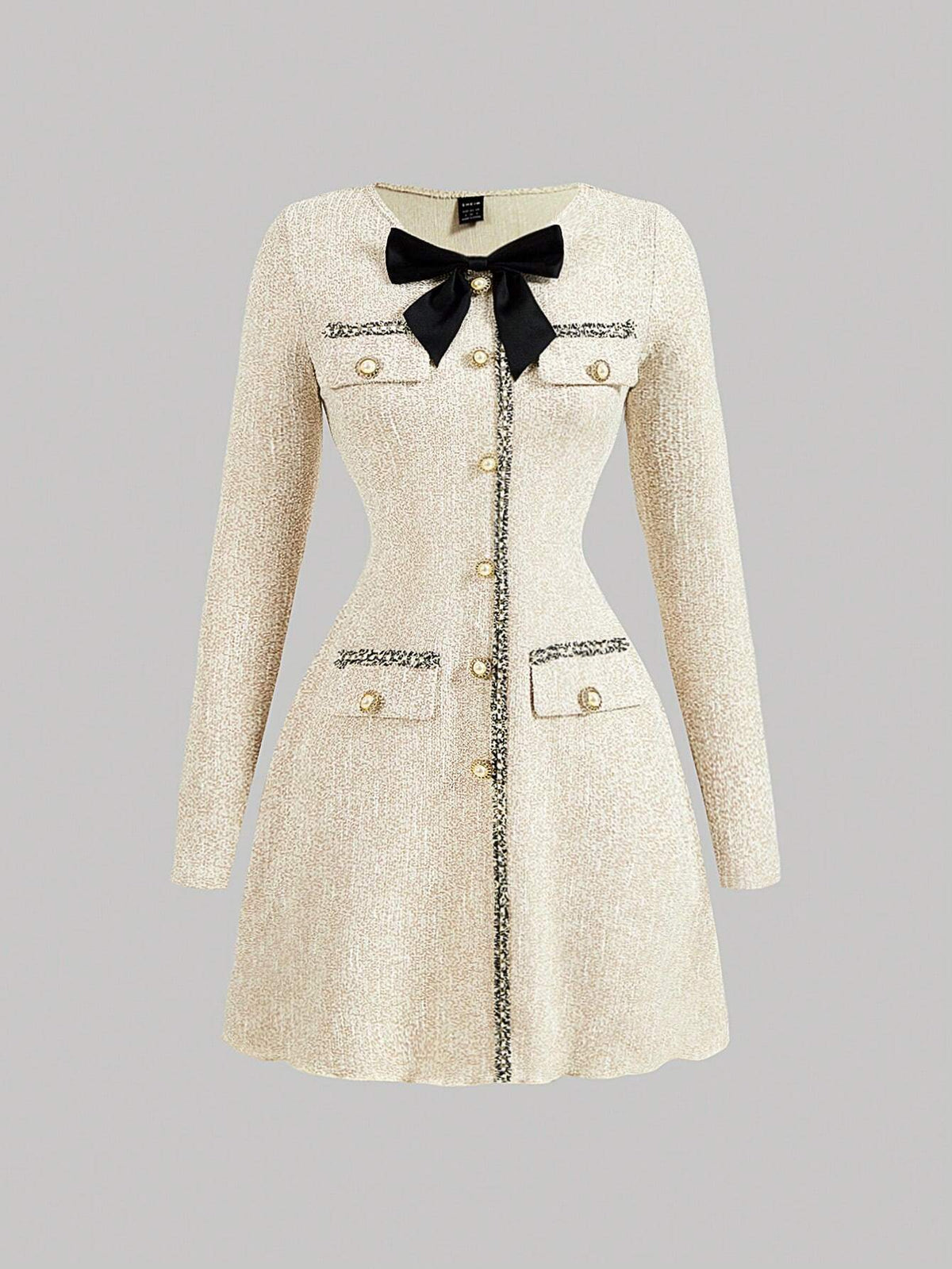 Front Bow Decoration, Small Fragrant Apricot Color, Party Dress, Elegant Dress,Christmas Party Dress,