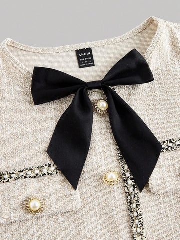 Front Bow Decoration, Small Fragrant Apricot Color, Party Dress, Elegant Dress,Christmas Party Dress,