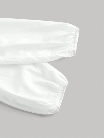 MOD Front Tie Black And White Contrasting College Shirt,