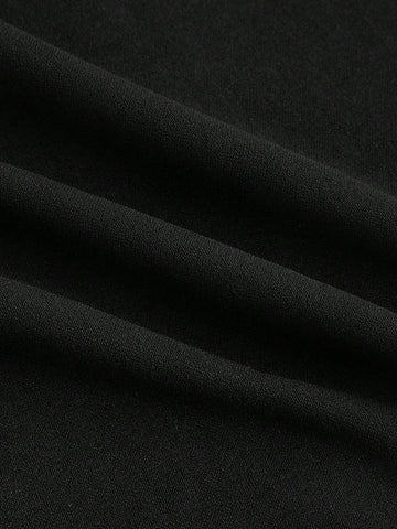 Front V-Neck Waist Belt Decor Black Wide Leg Pants,Wide Leg Jumpsuit,Wedding Women Jumpsuit,Fall/Winter Jumpsuit,Teacher Clothes,Old Money Style Jumpsuit,Business Casual Jumpsuit,Brunch Jumpsuit,Going Out Jumpsuit,Formal Jumpsuit