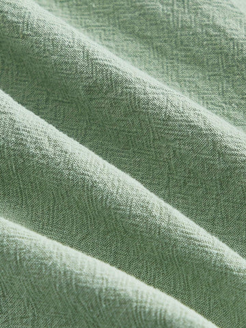 Green V-Neck Collar, Contrast Stitching, Oblique Insert Pocket, Wide Leg Jumpsuit With Retro Belt Decoration, Short Version, Suitable For Spring And Summer