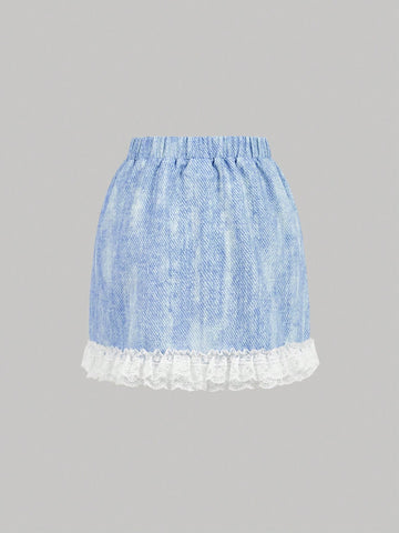 Hollow Out Lace-Up Bowknot Decorated Camisole Top & Lace Trimmed Mini Skirt Two-Piece Set For Summer