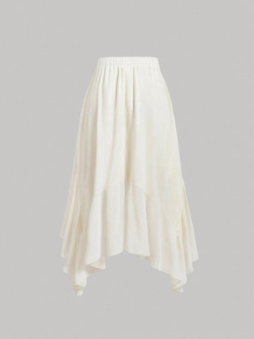 MOD Irregular Hem Romantic Ladies Summer Skirt In Apricot Chiffon