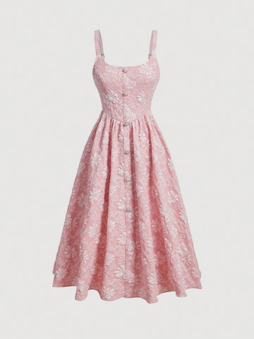 MOD Jacquard Button Front Cami Dress