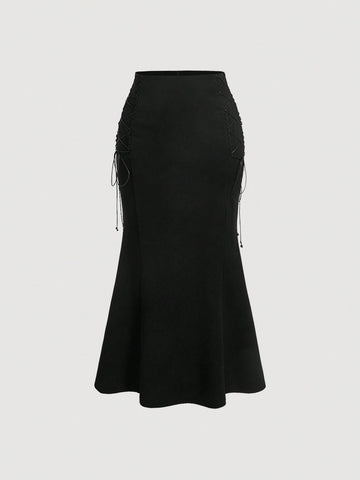 MOD Lace Up Side Mermaid Hem Skirt
