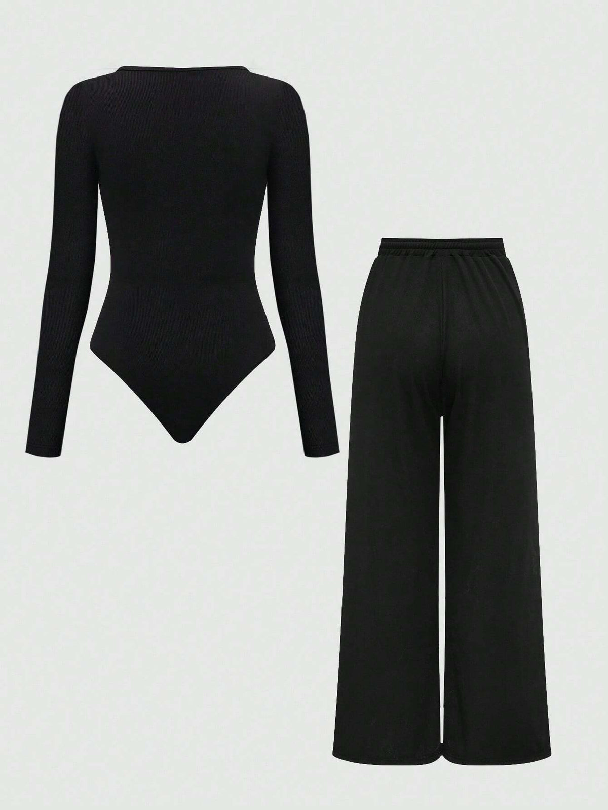 Ladies' Plain & Simple Long Sleeve Top And Pants Daily Suit