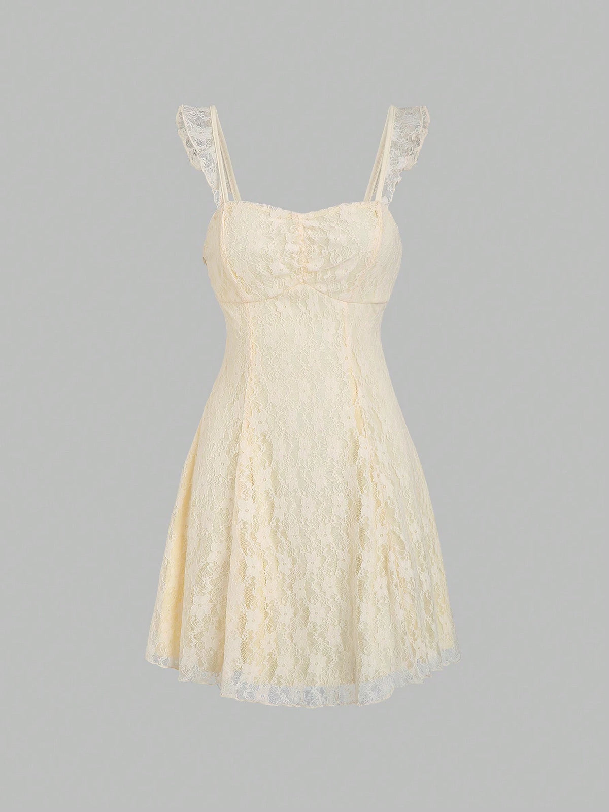 Ladies Solid Color Simple Lace Decorated Dress