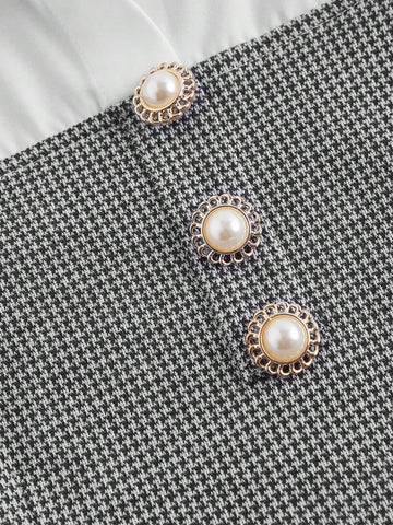 Lapel Contrasting Color Stitching College Style Retro Plaid Dress, Autumn Dress,Christmas Party