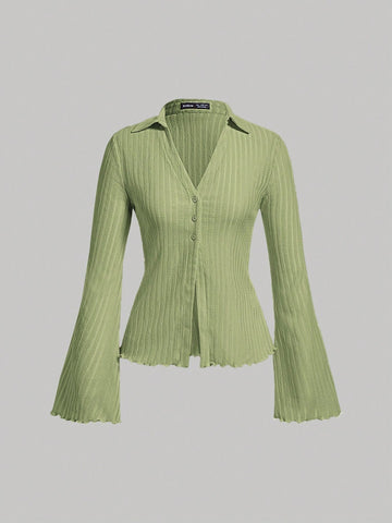 Lettuce Trim Button Front Tee