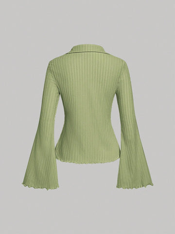 Lettuce Trim Button Front Tee