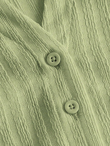 Lettuce Trim Button Front Tee