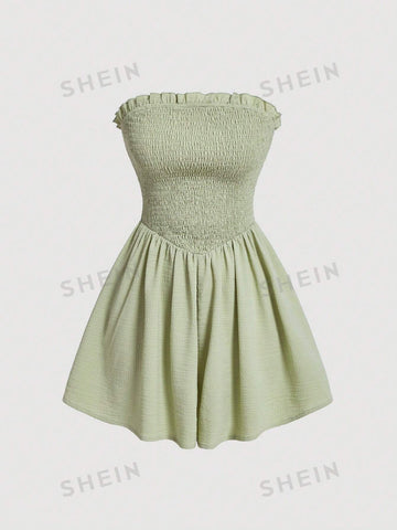 Light Green Strapless Women's Romper