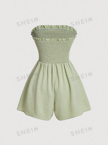 Light Green Strapless Women's Romper
