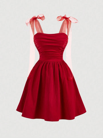 Mesh Strap Ruffled Romantic Summer Dress