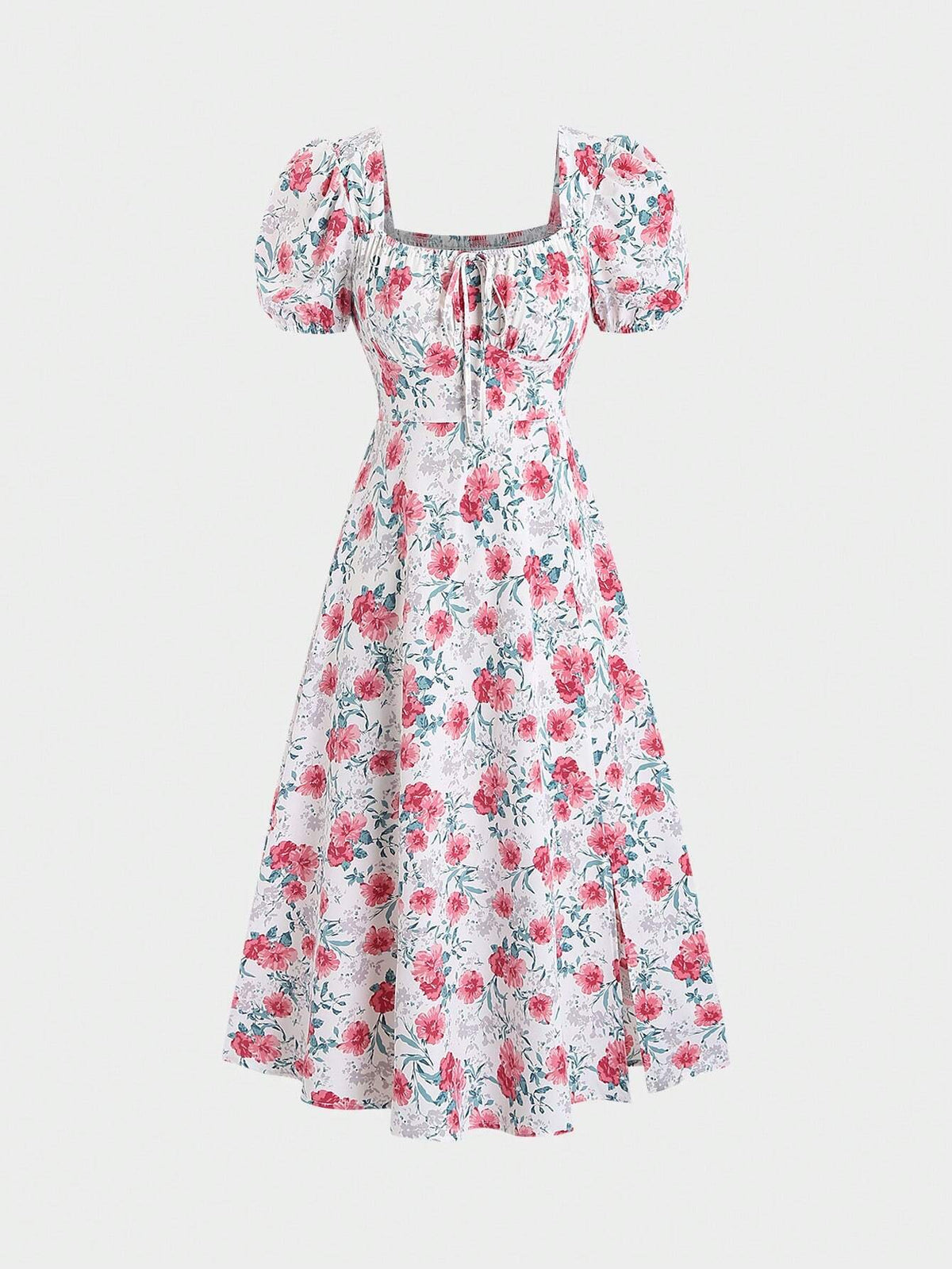 Mini Floral Print Puff Sleeve Dress