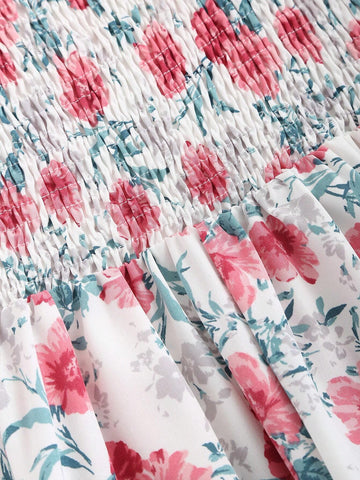 Mini Floral Print Puff Sleeve Dress