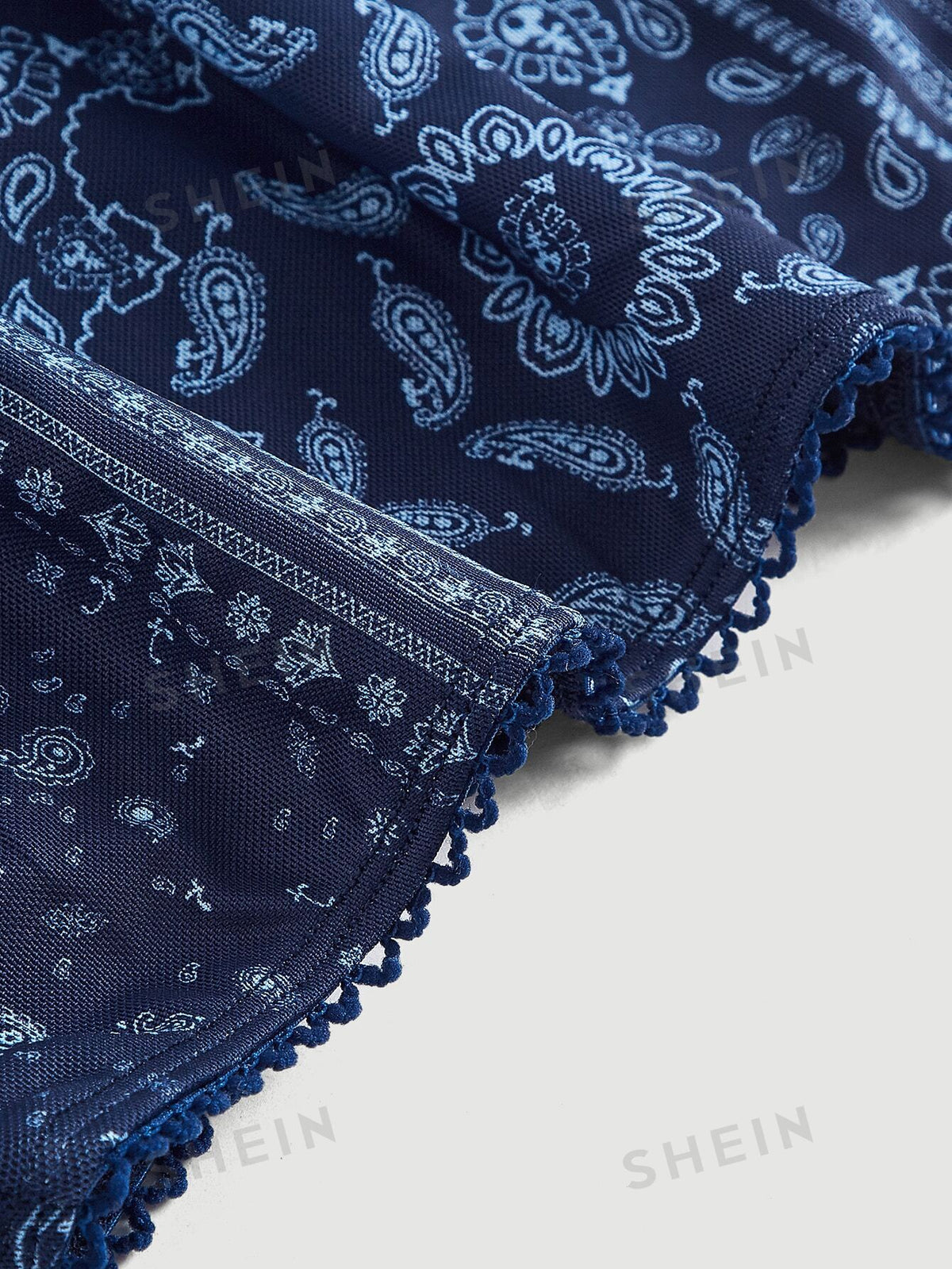 MOD Paisley Scarf Print Lettuce Trim Skirt