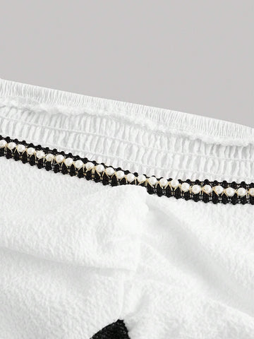 Palace Gorgeous Contrast Color Baroque Waistline Retro Party Date Dress,Cruise Women