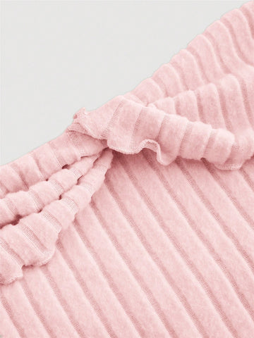Pink Off Shoulder Sweet Flare Sleeve Knit Ruffle Hem Dress,Party Women Dresses,Elegant Women