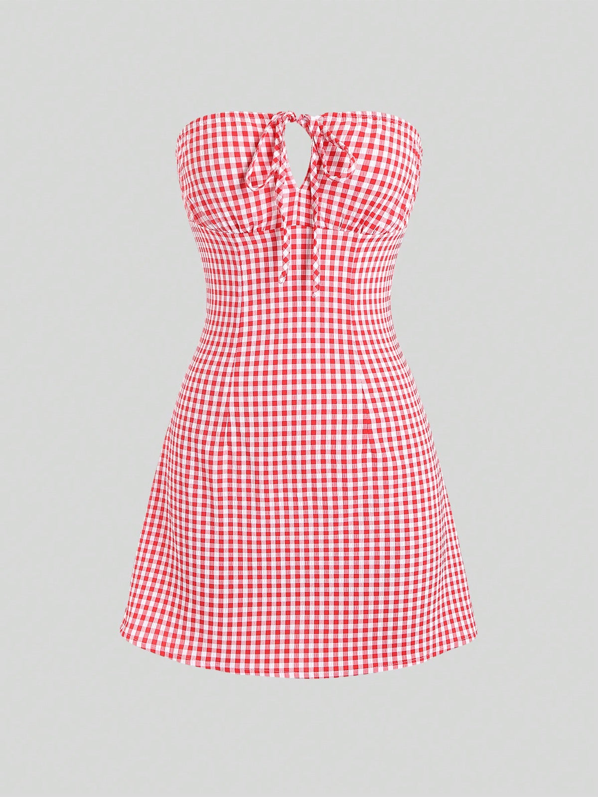 Plaid Strapless A-Line Dress
