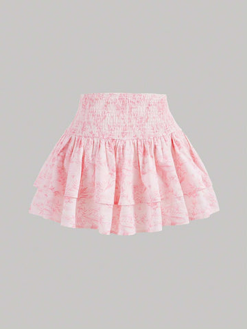 Printed Cami Top And Waist-Shirred Ruffle Hem Skirt Set