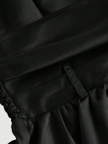 Red Side Bow Strap Bandeau Short Dress For Women