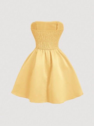 Red Side Tie Bow Bandeau Short Dress For Women