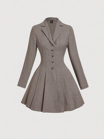 Retro Plaid Collar Dress, Autumn Dress, College Jumpsuit,Christmas Dresses, Autumn Dresses,